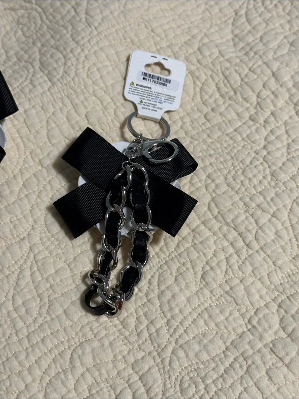 Bag charm/keychain White Flower w/ Pearl & black chain! You pick one!!! NWT